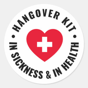 Pegatina Redonda Simple Boda Hangover Recovery Kit Classic Roun