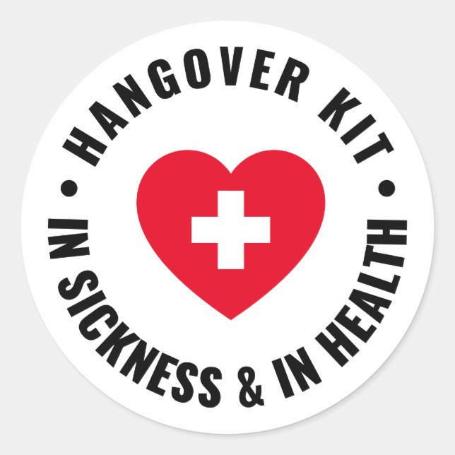 Pegatina Redonda Simple Boda Hangover Recovery Kit Classic Roun (Anverso)