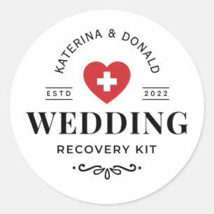 Pegatina Redonda Simple Boda Hangover Recovery Kit Classic Roun