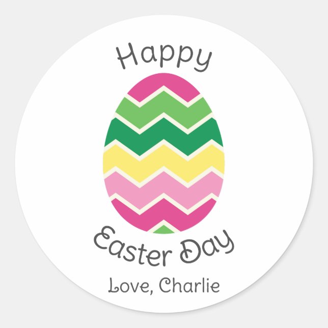 Pegatina Redonda simple caligrafía moderna Feliz Pascua a amigos (Anverso)