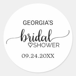 Pegatina Redonda Simple caligrafía negra, ducha de novia