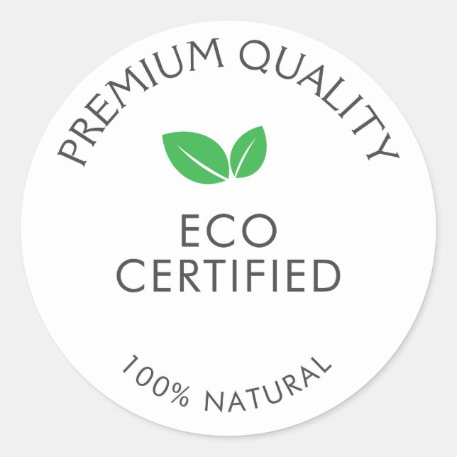 Pegatina Redonda Simple certificado Eco  (Anverso)