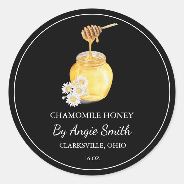 Pegatina Redonda Simple Chamomile Infused Honey Label (Anverso)