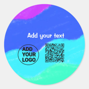 Pegatina Redonda Simple código qr minimal agregar logo escanear nom