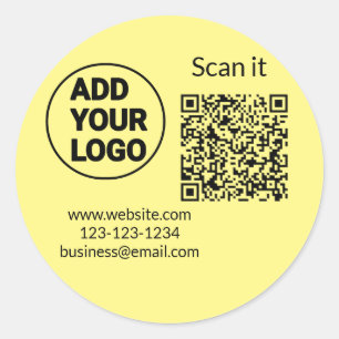 Pegatina Redonda Simple código qr minimalista agregar logo escanear