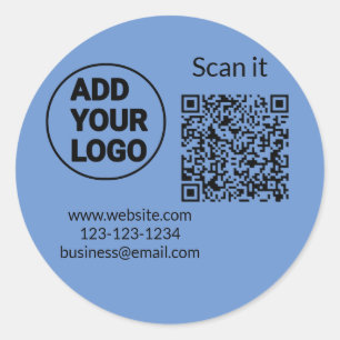 Pegatina Redonda Simple código qr minimalista agregar logo escanear