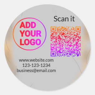 Pegatina Redonda Simple código qr minimalista agregar logo escanear