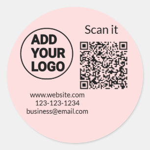 Pegatina Redonda Simple código qr minimalista agregar logo escanear