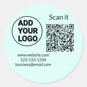 Pegatina Redonda Simple código qr minimalista agregar logo escanear