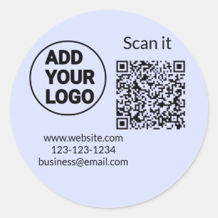 Pegatina Redonda Simple código qr minimalista agregar logo escanear
