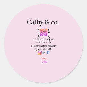Pegatina Redonda Simple código qr minimalista logo de instagram add