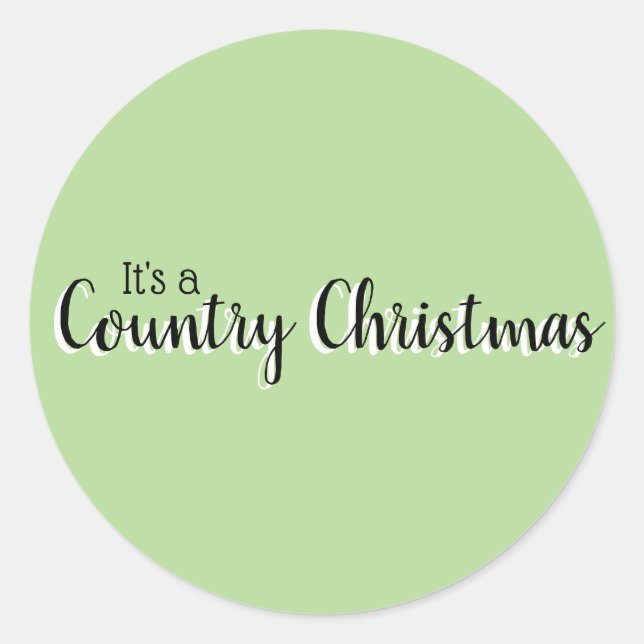 Pegatina Redonda Simple Country Navidad Verde (Anverso)