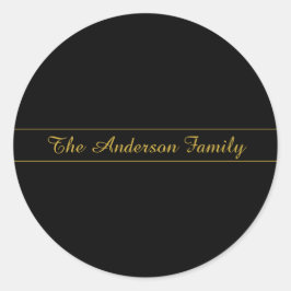 Pegatina Redonda Simple Customizable Gold & Black Text Design 