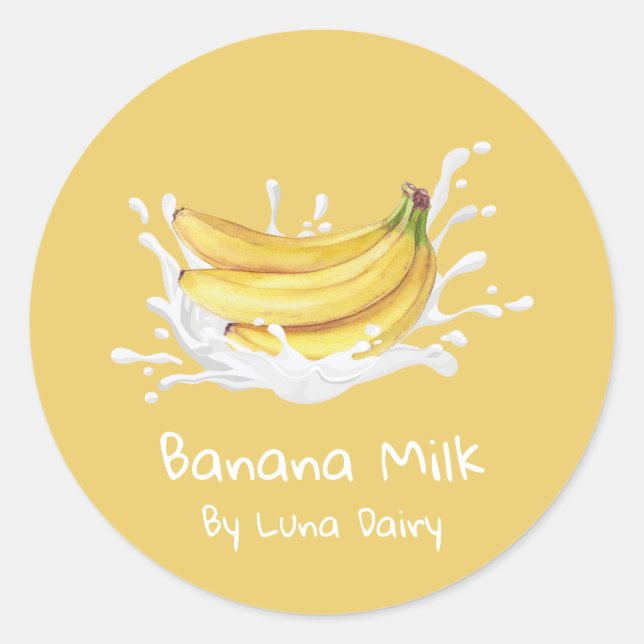 Pegatina Redonda Simple Cute Banana Milk Label (Anverso)