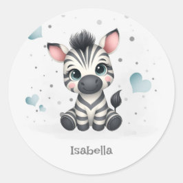 Pegatina Redonda Simple cute little cartoon zebra