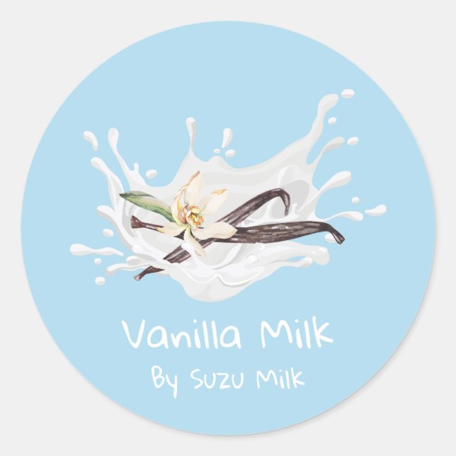 Pegatina Redonda Simple Cute Vanilla Milk Label (Anverso)