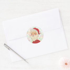 Pegatina Redonda Simple Cute Vintage Santa