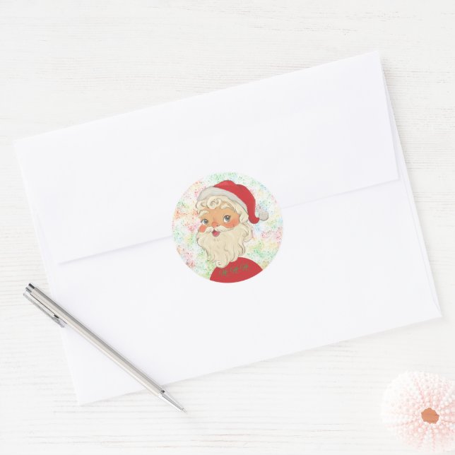 Pegatina Redonda Simple Cute Vintage Santa (Sobre)