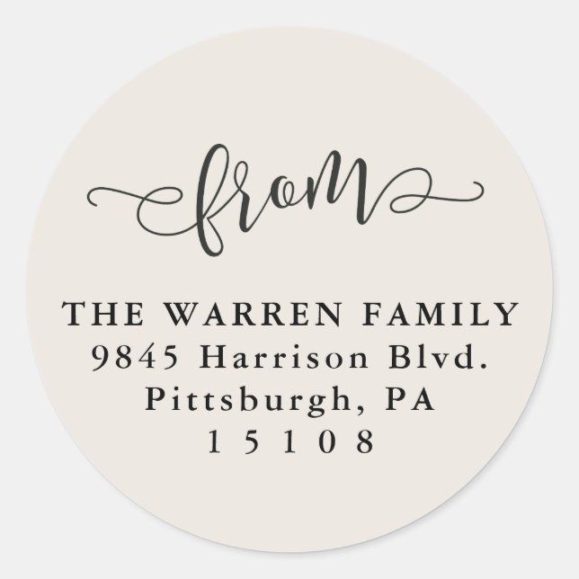 Pegatina Redonda Simple de la crema guardar la dirección de devoluc (Anverso)