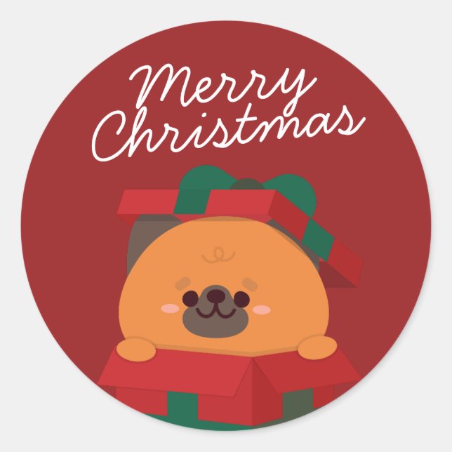 Pegatina Redonda Simple Diversión pura Feliz Navidad (Anverso)