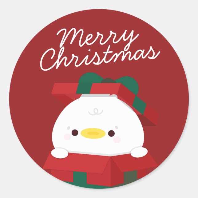Pegatina Redonda Simple Diversión pura Feliz Navidad (Anverso)