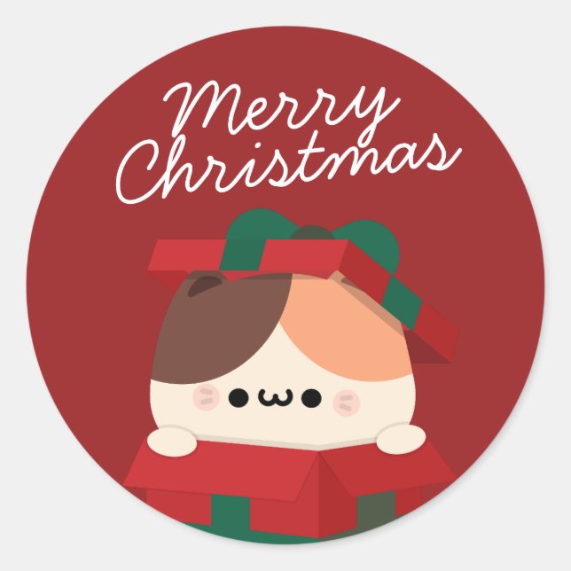 Pegatina Redonda Simple Diversión pura Feliz Navidad (Anverso)