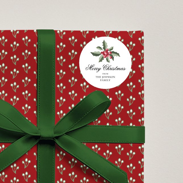 Pegatina Redonda Simple Elegant Christmas Botanical Round Sticker (Subido por el creador)