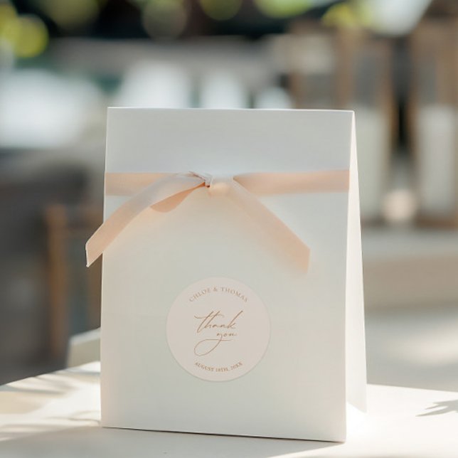 Pegatina Redonda Simple Elegante Boda Gracias Por Favor (Elegant Pearl Wedding Thank You Classic Round Sticker)
