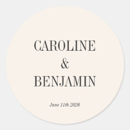 Pegatina Redonda Simple Elegante Boda personalizada de fondo de mar