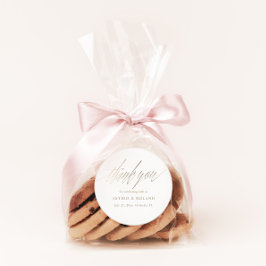 Pegatina Redonda Simple Faux Gold Calligraphy Favor Boda