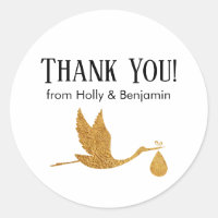 Simple Faux Gold Stork Gracias! Baby Shower
