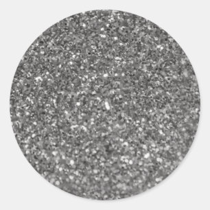 Pegatina Redonda Simple Faux Metallic Silver.