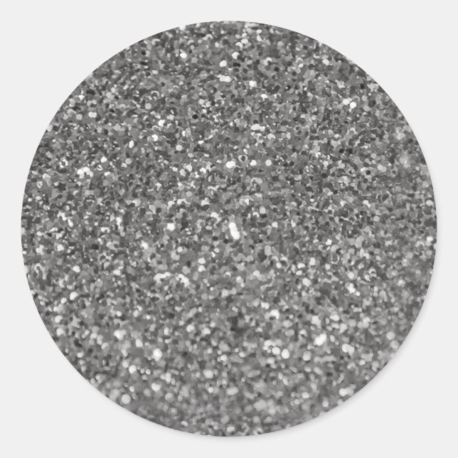 Pegatina Redonda Simple Faux Metallic Silver. (Anverso)