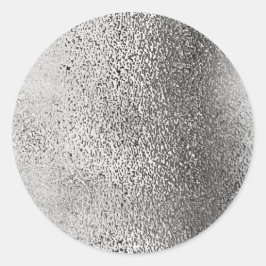Pegatina Redonda Simple Faux Metallic Silver.
