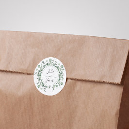 Pegatina Redonda Simple fiesta de bodas de eucalipto verde