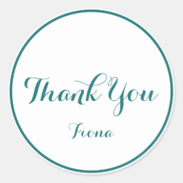 Pegatina Redonda Simple Gracias Blanco y Verde