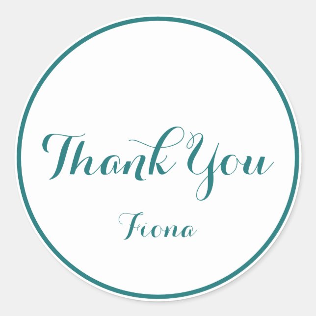 Pegatina Redonda Simple Gracias Blanco y Verde (Anverso)