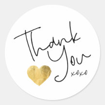 Simple Gracias Corazón Dorado Escrito a Mano