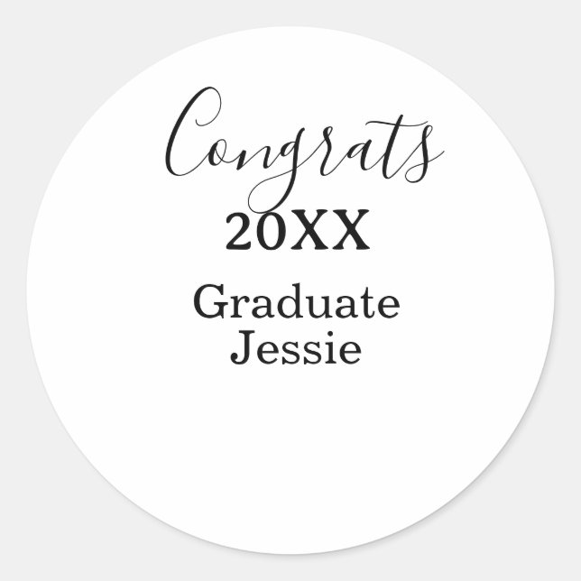 Pegatina Redonda Simple graduation congratulations minimal add clas (Anverso)