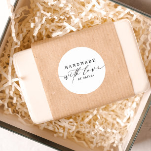 Pegatina Redonda Simple hecho a mano con Love Script Business