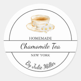 Pegatina Redonda Simple Homemade Chamomile Tea Label