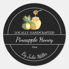 Pegatina Redonda Simple Homemade Pineapple infused Honey Label