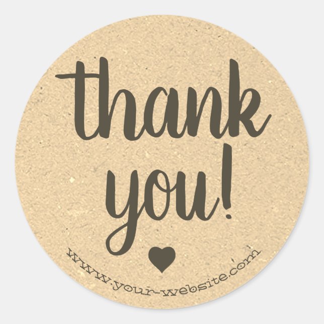 Pegatina Redonda Simple Kraft Paper Brown Beige Gracias A Los Negoc (Anverso)