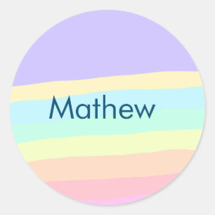 Pegatina Redonda simple letra inicial monograma añada su nombre