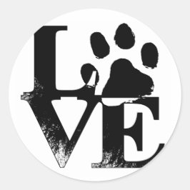 Pegatina Redonda Simple Mascota Love Paw