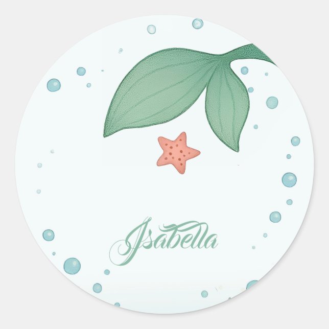 Pegatina Redonda Simple mermaid's tail (Anverso)