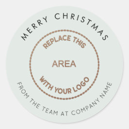 Pegatina Redonda Simple Merry Christmas Company Logo Powder Blue