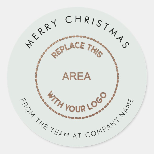 Pegatina Redonda Simple Merry Christmas Company Logo Powder Blue (Anverso)