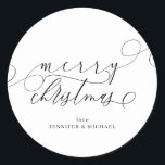 Pegatina Redonda Simple Merry Christmas Signature<br><div class="desc">Simple Merry Christmas Signature</div>