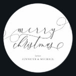 Pegatina Redonda Simple Merry Christmas Signature<br><div class="desc">Simple Merry Christmas Signature</div>